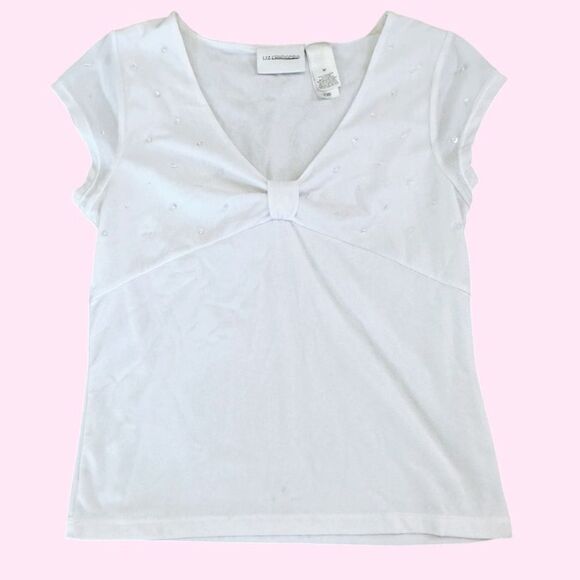 Liz Claiborne Vintage White Sequined Top - Picture 1 of 5